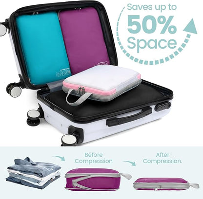 Cambond Compression Packing Cubes for Travel Women - Expandable Travel Bags Luggage Organizers Travel Essentials Compression Cubes for Travel Carry on Suitcases Organizer