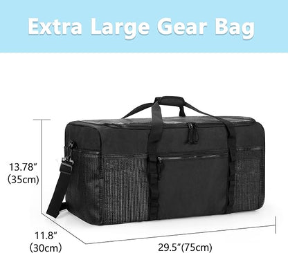 Fasrom XL Mesh Dive Duffel Bag for Scuba Diving Gear, Oversized Sport Duffle Bag for Snorkeling, Swimming, Beach and Gym Items, Black (Empty Bag Only)