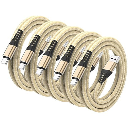 5Pack Short USB C Type C Cable 1FT,Nylon Braided Fast Charging 3A Quick Charger Cord,USB A to Type C Charger Cord Cable for iPhone 15 Samsung Galaxy S20 S10 S9 S8 Plus S10E, Note 20 10 9 8, Moto G7 G8