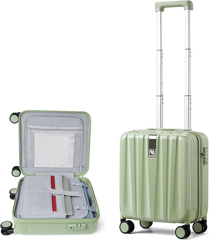 Hanke 16 Inch Underseat Carry on Luggage with Wheels,Small Hard Shell Suitcases for Weekender,Travel Approved Lightweight Travel Luggage Suitcase for Womem Men,Bamboo Green.
