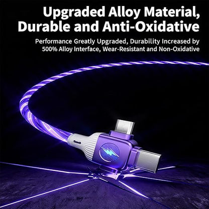 USB Cable PD Fast Charger Lighted Up(USB 6IN1 Starry Purple) Mobile Phone Data Cable,Fast Charging Cable,TPE Material,Compatible with Almost All Devices.