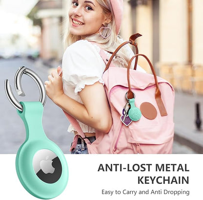 Lerobo Flower Engraved for AirTag Holder Keychain Silicone AirTag Case Cover Anti-Scratch Air Tags 4 Pack for Cat Collar Anti-Lost Air Tags Accessories for Bags Keys Backpack Luggage Finder Tracker