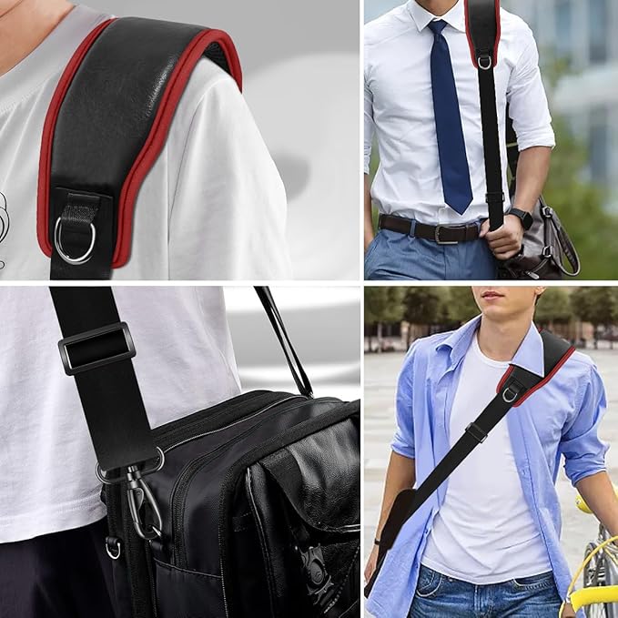 ZINZ Bag Shoulder Strap 78" with Ultra Cushion Breathable Pad,Durable Strap with Double Adjustable Buckles and Metal Hooks for D-ring Bags,Ideal for Individuals 5'11"and Taller,Black Red