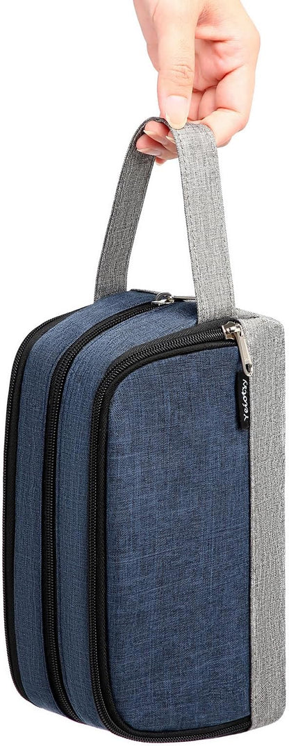 Yeiotsy Men's Travel Toiletry Bag – Color Clash Dopp Kit with Mesh Pockets, Durable Shaving Organizer for Gym, Camping & Weekend Trips