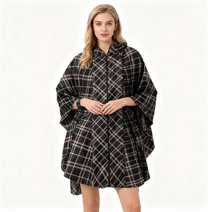 Hooded Rain Ponchos for Adult - Rain Coat and Rain Jacket with Waterproof Pocket and Zipper