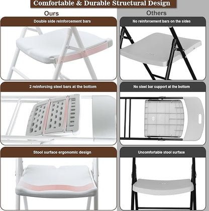 10 Pack Folding Chair, 700 lb Weight Capacity,Indoor/Outdoor Heavy Duty Foldable Chairs for Restaurants, Kitchens, Picnics, Races, Parties & Weddings. (10, White)