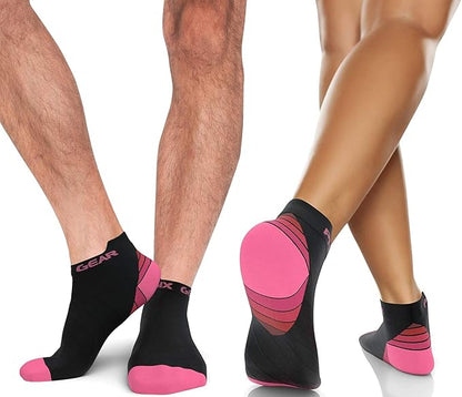 Physix Gear Short Compression Socks for Men & Women - Best Low Compression Socks Women & Men Ankle Socks with Arch Support