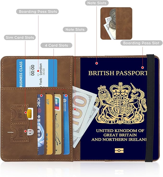 ILIYAH-Passport Cover-Passport Holder Travel Wallet-RFID-Blocking Passport Case Travel Accessories Card Holder Wallet Unisex Travel Gifts（Brown）
