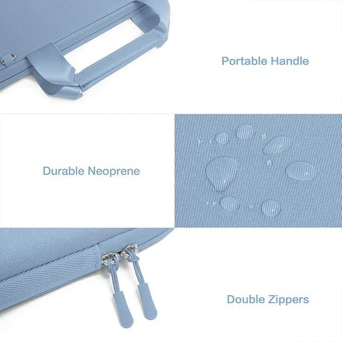 MOSISO Laptop Case 13.3 inch, 13-13.3 inch Laptop Sleeve Bag Compatible with MacBook Air/Pro 13 / Pro 14, HP Dell ASUS, Neoprene Carrying Computer Bag with Handle&Detachable Small Case, Pastel Blue