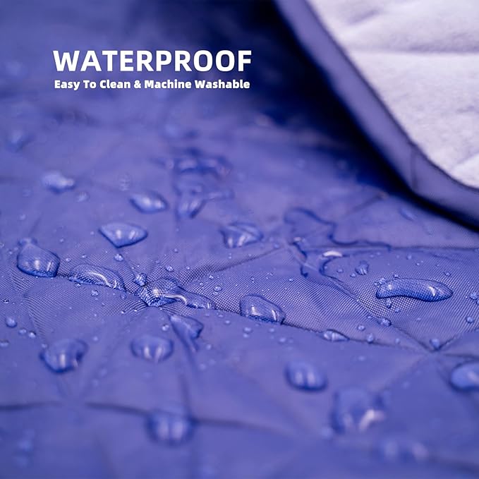Outdoor Waterproof Blanket, Foldable Fleece Stadium Blanket for Outdoor Sports Event, Camping, Car, Pet, Picnics - Windproof, Wearable, Machine Washable 80" x 58" (Purple,Hooded)