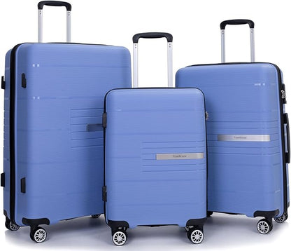 Luggage 3 Piece Sets Suitcase Set with Double Spinner Wheels, Lightweight Carry On Hardside Travel Luggage with TSA Lock, (20/24/28) (purplish blue)