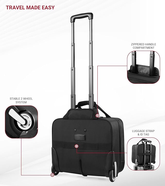 star cloud Rigid Frame Rolling Laptop Bag 18"×14"×8", Water-Resistant Rolling Briefcase with Wheels, Business Travel Computer Bag, Underseat Carry on Luggage for Men & Women