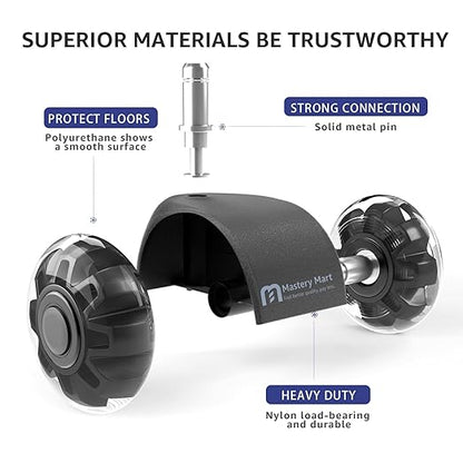 Mastery Mart Office Chair Caster Wheels for Hardwood Floors, Heavy Duty and Quiet Smooth Roller Blade Wheels for Office Chair, Universal Size (11x22mm), Suitable for Most Chairs