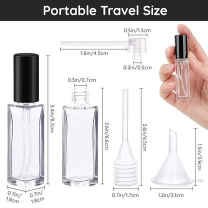 Segbeauty Mini Perfume Spray Bottles, 5 Set of 10ML Clear Glass Travel Perfume Atomizer Refillable, Empty Tiny Sprayer Fragrance Scent Sample Spray Containers Cosmetics Essential Oil Dispensing Bottle