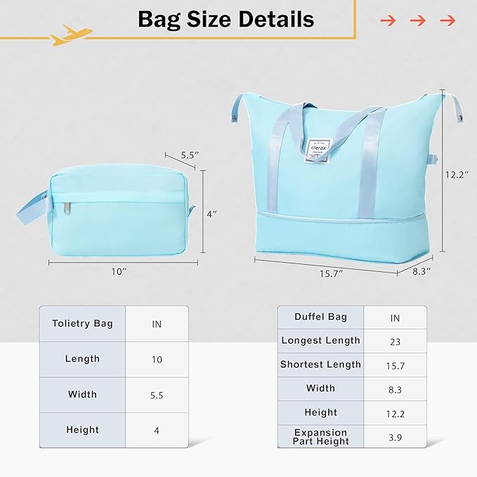 Merax Luggage Sets 4 Piece Suitcase Set, Expandable Hardside 20 IN & 24 IN Suitcase Set with Duffel Bag, Lightweight Travel Luggage with Spinner Wheels and TSA Lock(Light Blue)