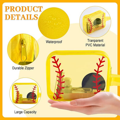 24 PCS Softball Cosmetic Bags Softball Gift Accessories Bags Goodie Snack Makeup Pouch Bag Waterproof Clear PVC Travel Bag with Zipper for Girls Valentine Team Gifts Player Sport Party Favors