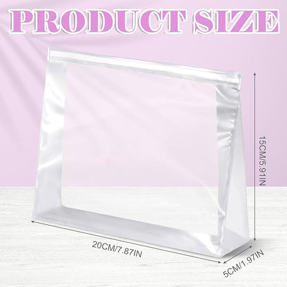 Xuniea 100 Pcs Mini Clear Makeup Bag PVC Small Travel Toiletry Organizer Pouches Bulk Waterproof Transparent Plastic Cosmetic Bag with Zipper for Women Men Travel(7.9'')