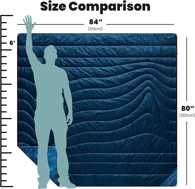 Rumpl Fleece Puffy Blanket with Fleece Liner and Weather Resistant Shell, 2-Person, Deepwater