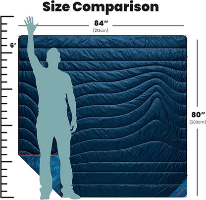 Rumpl Fleece Puffy Blanket with Fleece Liner and Weather Resistant Shell, 2-Person, Deepwater