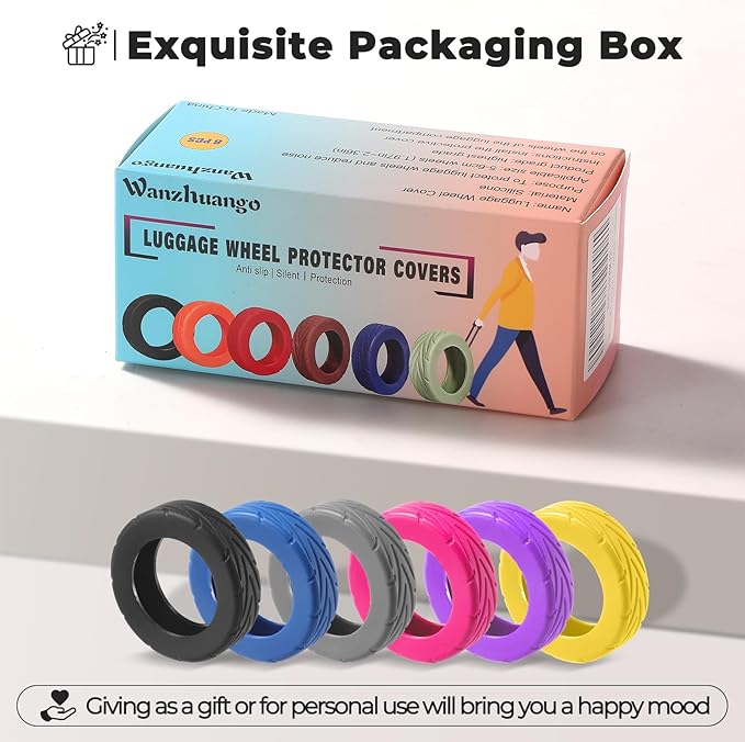 8 Pcs Upgrade Luggage Wheel Covers, Carry On Luggage Suitcases,Wear-Resistant, Anti-Noise, Silicone Wheel Protective Covers for 2-2.4" Spinner Wheel,Essential Travel Accessories (Grey)