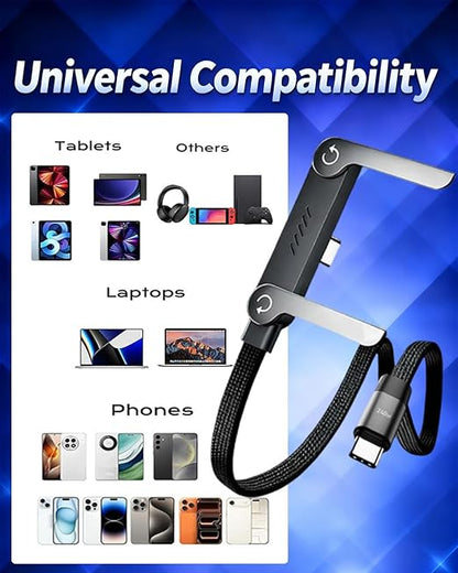 Charge Stand 2 in 1 Cable,240w Fast Charging Cable with Built-In Holde,Invisible Holder Charger Cables,360° Rotation,5ft USB C Nylon Braided High-Speed Charger Cord for Phone,Tablets,Laptops(C-C,1PC)