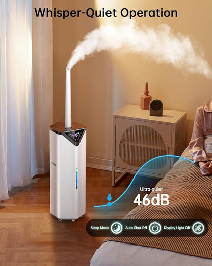 5Gal Smart Humidifier Large Room up to 2800ft², 1000mL/h, APP & Remote Control, 180° Auto Rotating Nozzle, 24H Timer, 60H Supersized Cool Mist Humidifiers for Whole House Home Bedroom Office Plants