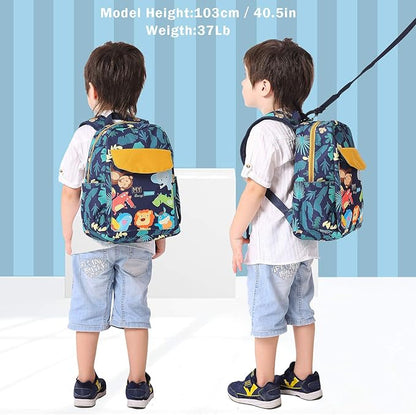 willikiva Cute Zoo Little 2d Backpack Kid Backpacks for Girls and Boys Toddler Backpack Waterproof Preschool Safety Harness Leash(Zoo)