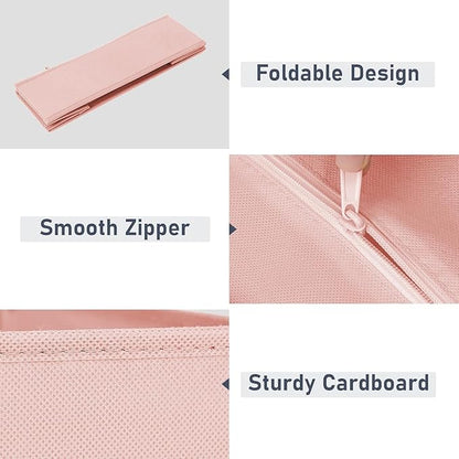 DIMJ Drawer Organizer Clothes, 24 Pack Dresser Organizer, Foldable Closet Organizers and Storage, Fabric Dresser Bins, Drawer Dividers for Nursery, Baby Clothes, Underwears, Sock (Pink)