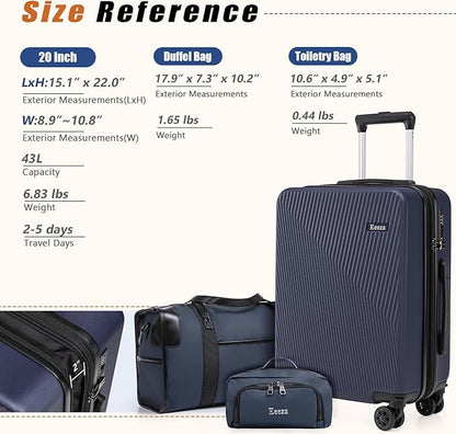 Expandable Carry on Luggage Sets,Suitcases with Detachable Wheels Hardshell 22x14x9 Airline Approved,Lightweight Luggage Set with TSA Lock,Carry on Suitcase