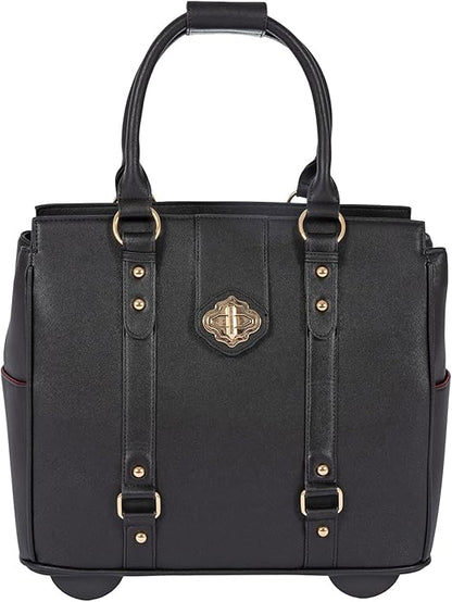 JKM & Company Rolling Laptop Bag for Women | Designer Wheeled Briefcase | Fits 13-17" Laptops | Office Travel Computer Case