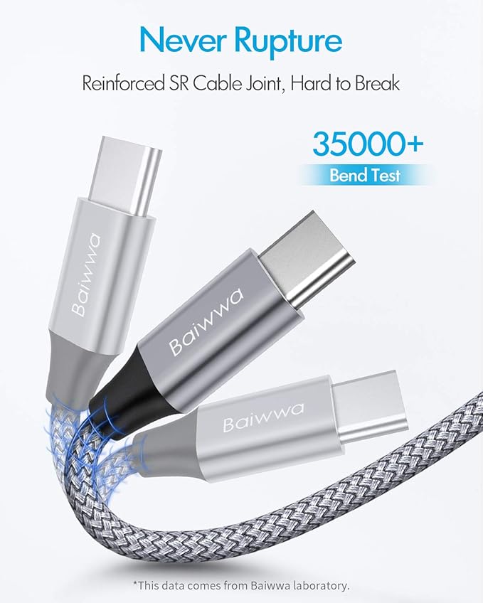 Baiwwa Long USB C Cable 15ft, USB A to Type C Cable Charger Cord Premium Nylon Braided for iPhone 16 15 Series Samsung Galaxy Note Tab, Moto, LG, Pixel and More USB C Smartphone & Tablet