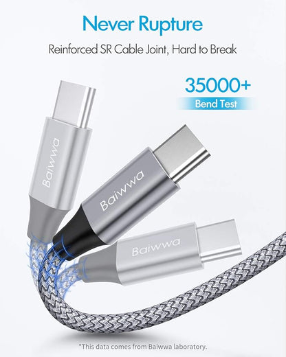 Baiwwa Long USB C Cable 15ft, USB A to Type C Cable Charger Cord Premium Nylon Braided for iPhone 16 15 Series Samsung Galaxy Note Tab, Moto, LG, Pixel and More USB C Smartphone & Tablet
