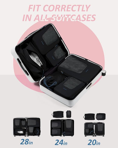 BAGSMART Compression Packing Cubes for Travel, 6 Set/5 Set/4 Set, Compression Suitcase Organizer Bags Set for Suitcases Travel Essentials, Lightweight Packing Organizers