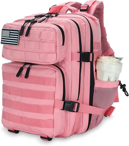 25L Tactical Backpack for Men and Women Military Backpack Small Assault Pack Molle Backpack Bug Out Bag Travel Rucksack Daypack (Pink)