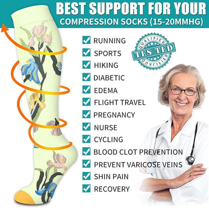 BLUEENJOY Copper Compression Socks for Women & Men (6 pairs) - Best Support for Nurses, Running, Hiking, Recovery