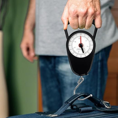 2PC Portable Luggage Weight Scale with Hook & Drawstring Bags, Fishing Hanging Scale Mechanical Kitchen, Multi-Purpose Travel Suitcase Scale with Tape Measure (80 Lbs)