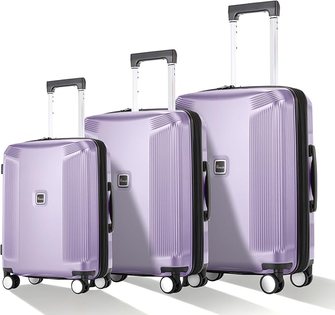 Luggage Sets 3 Piece, Lightweight Expandable PC Hardside Durable Suitcases with Spinner Wheels & TSA Lock, 20/24/28 Inch, Purple