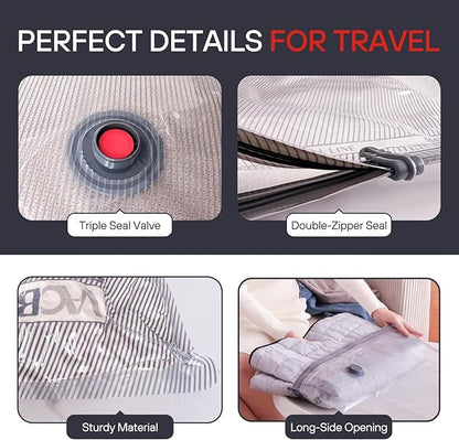 VMstr 15-Pack Vacuum Seal Bags for Clothing with High Pressure DC Electric Pump | Compression Vacuum Bags for Travel & Luggage Packing | Carry-On Size