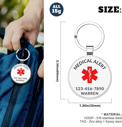 DISONCARE QR Code Medical Alert Tag, Custom Medical ID with Online Profile for Emergency Contact & Health Info – For Allergies, Diabetes, Autism & More(White)