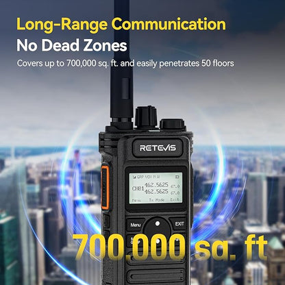 Retevis RT86S Heavy Duty 2 Way Radio Long Range, High Power Walkie Talkies, NOAA, Group Call, Emergency Alarm, 2600mAh,6 Way Charger, Waterproof Radio for Commercial, Industrial, School(6 Pack)