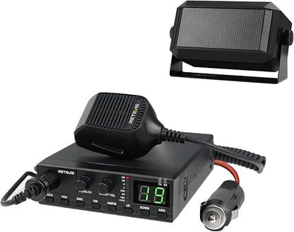 Retevis MB2 AM/FM Professional CB Radio, 40 Channels Base Station with 5W Mini External Speaker, Squelch Knob ASQ Function, VOX, Auto-Scan, Long Range CB Radios for Cars, Truckers, Black