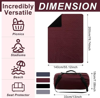 Tranqun 4 Pcs Large Outdoor Blanket 78'' x 55'' Quilted Windproof Waterproof Fleece Sandproof Stadium Foldable Warm Blanket for Camping Picnic Sporting Events Cold Weather (Classic Color)