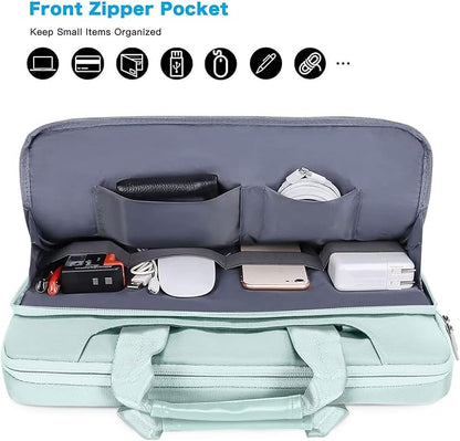 MOSISO 360 Protective Laptop Shoulder Bag Compatible with MacBook Air 15 M4 A3241 M3 A3114 M2 A2941/Pro 16 inch M4 M3 M2 M1, 15-15.6 inch Notebook,Matching Color Sleeve with Belt, Mint Green