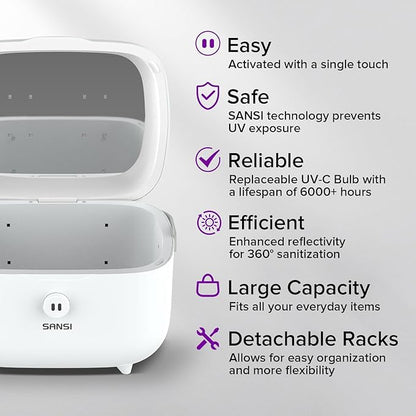 SANSI UV Light Sanitizer Box, 10W Sanitizes in 5 Minutes, 360° UVC Chips 5.1L Large Capacity Sanitizer for Baby & The Whole Family