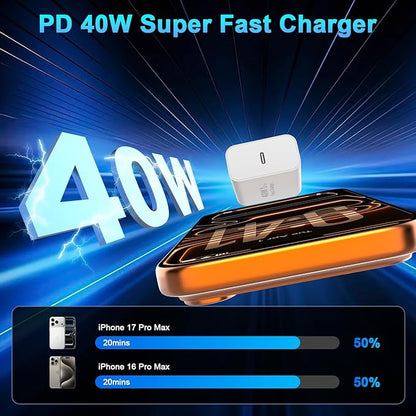 iPhone 17 16 Pro Max Charger Fast Charging, 2 Pack 40W USB C iPhone 16 17 Fast Charger Block with 10 FT Long Type C to C Charging Cable for iPhone 17/17 Pro Max/17 Pro/Air/16/16 Pro Max/15/15 Pro Max