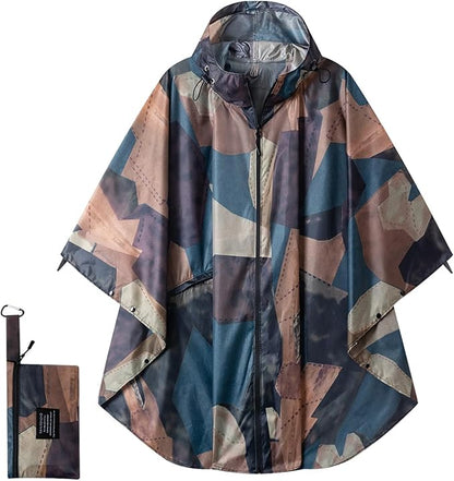 Hooded Rain Ponchos for Adult - Rain Coat and Rain Jacket with Waterproof Pocket and Zipper