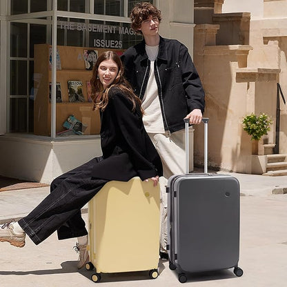 mixi 20 Inch Expandable Carry on Luggage 22x14x9 Airline Approved Suitcases with Spinner Wheels, Hardside Rolling Travel Suitcase PC with TSA Lock & Cover, Lark Yellow