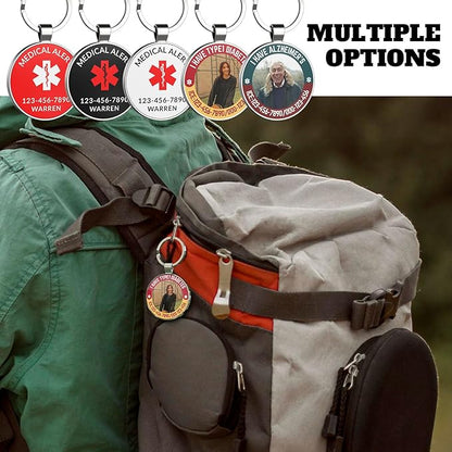 DISONCARE QR Code Medical Alert Tag, Custom Medical ID with Online Profile for Emergency Contact & Health Info – For Allergies, Diabetes, Autism & More(Alert Red)
