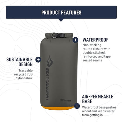 Sea to Summit eVac Dry Bag, Roll-Top Compression Sack, 20 Liter, Beluga Black