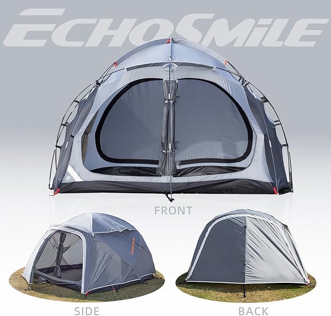 EchoSmile Tents for Camping, Waterproof Windproof Tent with Multi-Pole, 3-5 Person Spacious Dome Tent with Expandable Space for Shoes, Packs & Wet Items, Easy Setup Tent for Camping & Hiking
